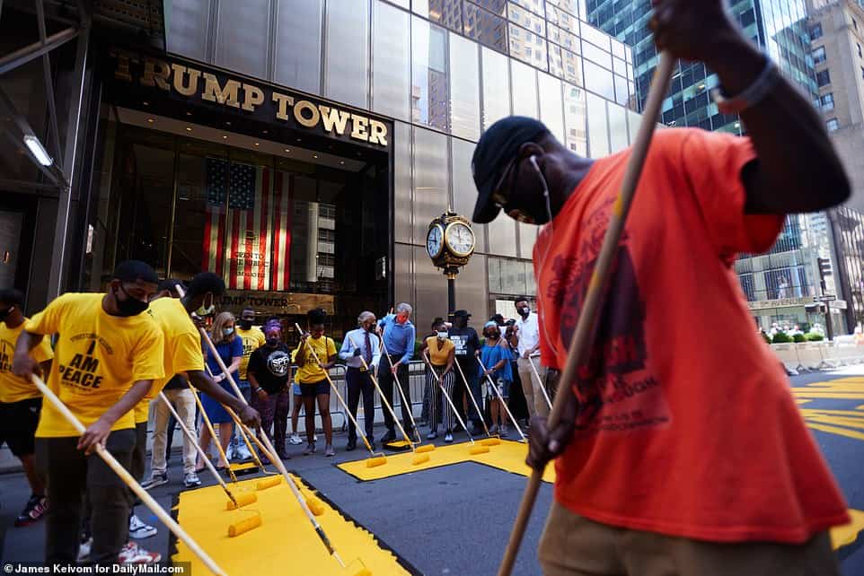 Work Begins On Massive Black Lives Matter Mural Outside Trump Tower