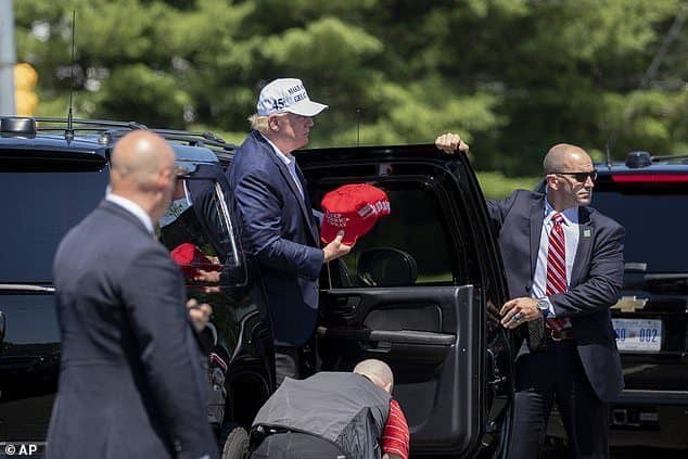 Trump Stops Motorcade, Tosses MAGA Hats To Crowd Of Cheering Supporters In NJ