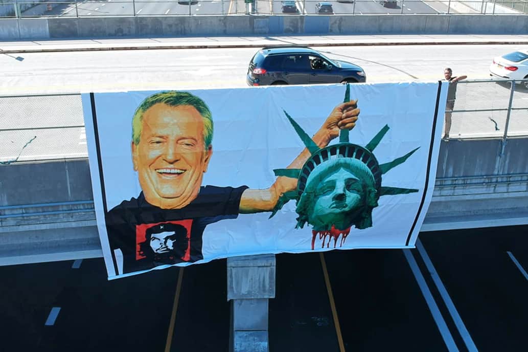 NYC Banner Shows De Blasio Holding Lady Liberty’s Severed Head