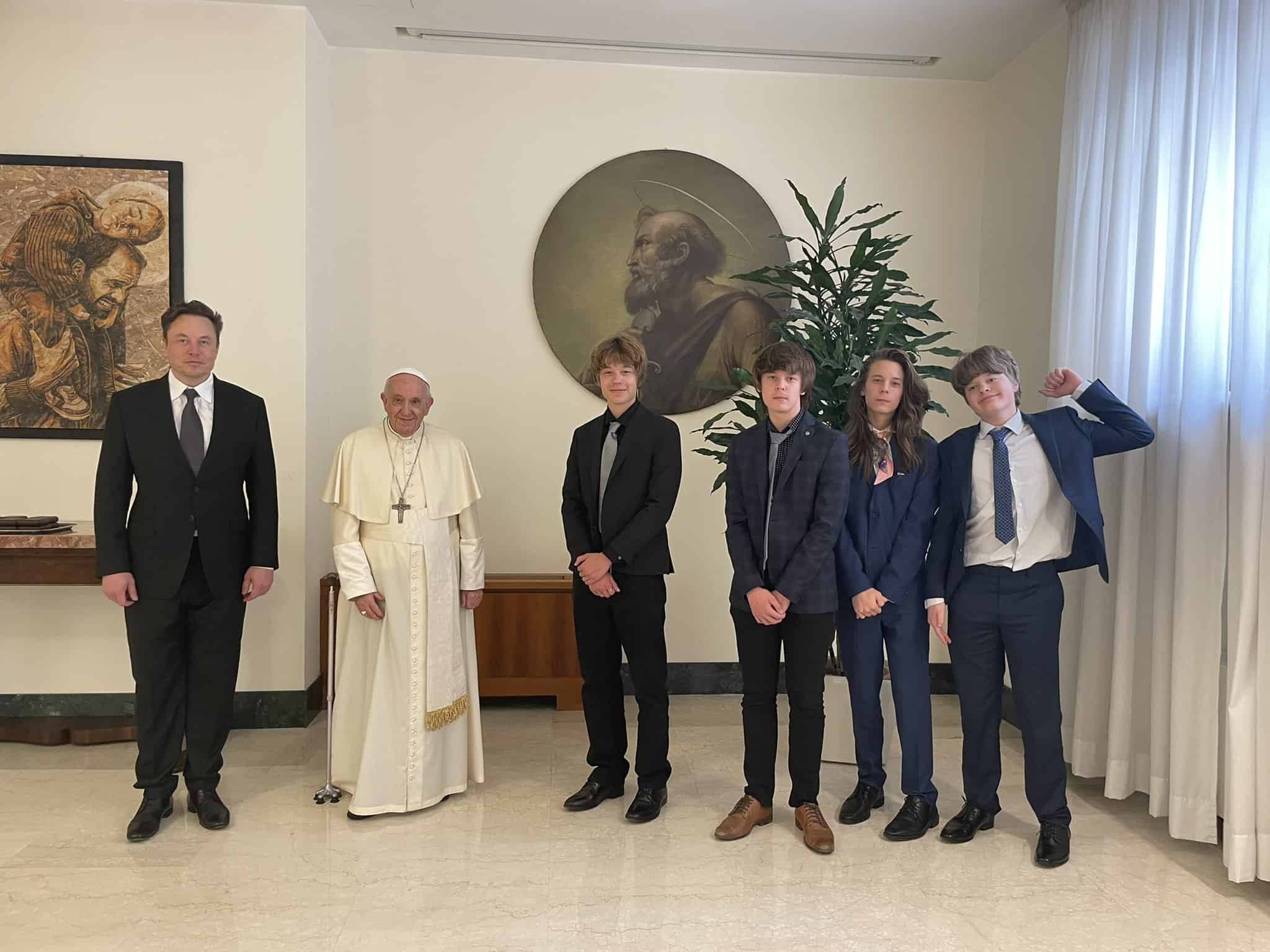 Elon Musk Meets The Pope In ‘Tragic’ Suit, With Sons In Tow