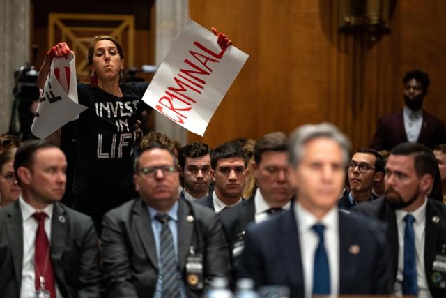 Code Pink Agitators For ‘Peace’ Scream ‘Blinken Is A War Criminal,’ Disrupt Senate Hearing