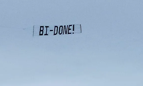 Plane Toting ‘BI-DONE!’ Sign Soars Over Biden’s Hamptons Fundraiser