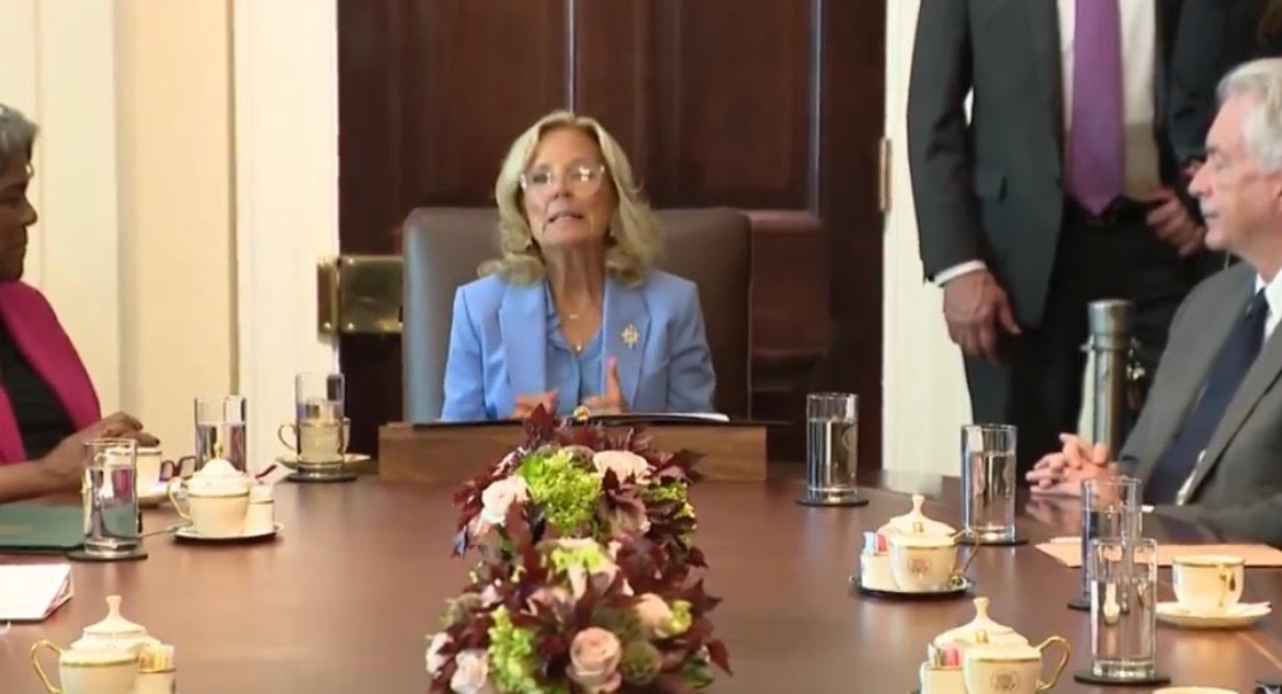 Jill Biden Takes Over Joe Biden’s Cabinet Meeting, Sits At The Head Of The Table