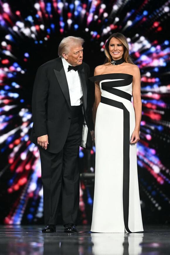 First Lady Melania Trump STUNS In Gorgeous Black And White Inaugural Ball Gown