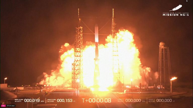 Jeff Bezos’ Blue Origin Launches Massive New Glenn Rocket On First Test Flight
