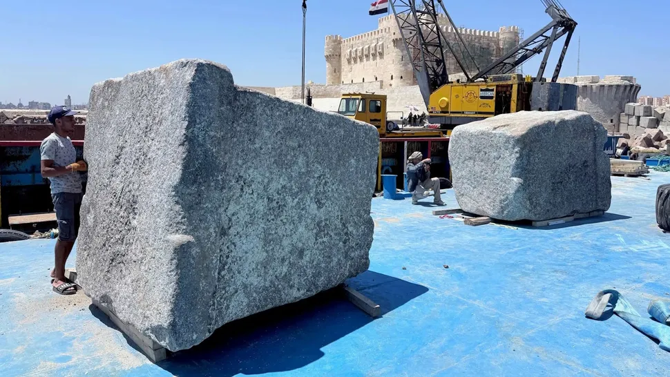 Massive Blocks From The Lighthouse Of Alexandria Hauled Up From The Mediterranean