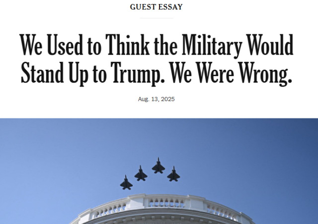 NYT Column Complains U.S. Military Won’t Defy Commander In Chief Trump