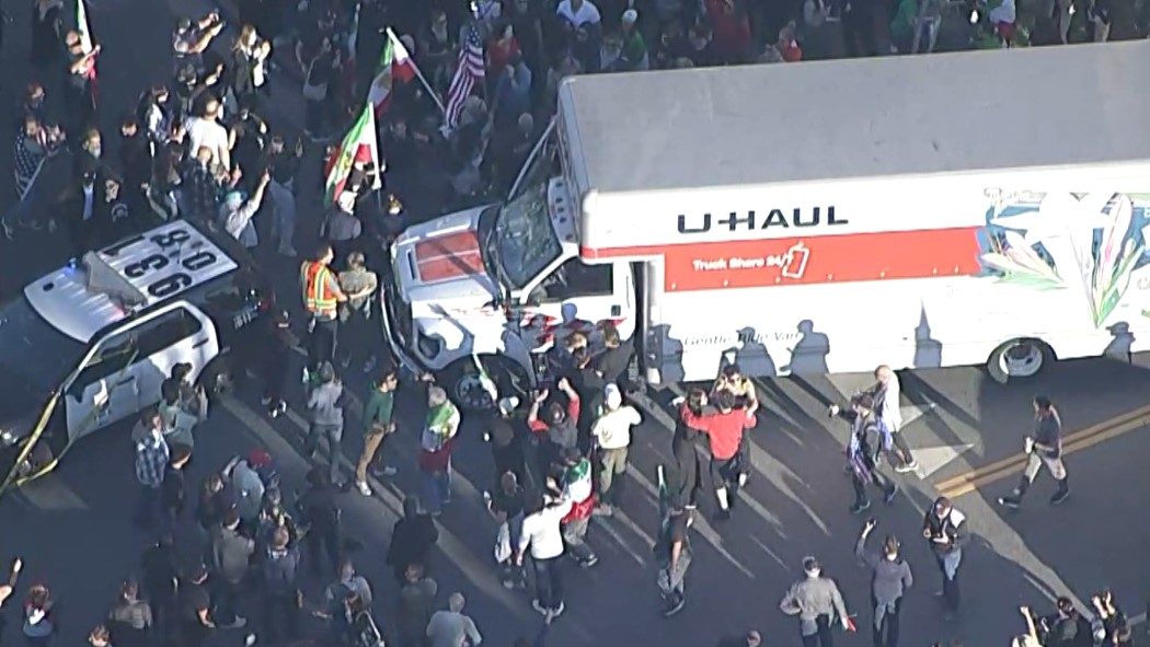 U-Haul Plows Into Massive Crowd At Iran Protest In L.A. — As Demonstrators Attack Driver