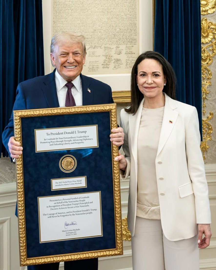 María Corina Machado Gives Her Nobel Peace Prize To President Trump