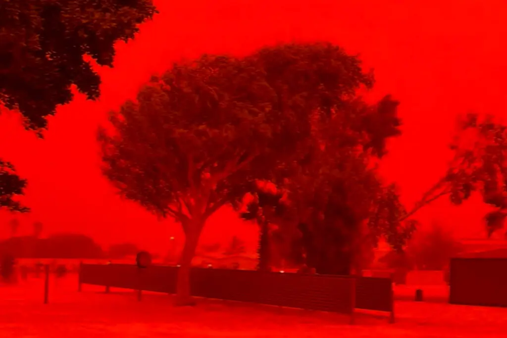 Australian Skies Turn Fiery Red As Tropical Cyclone Narelle Hits