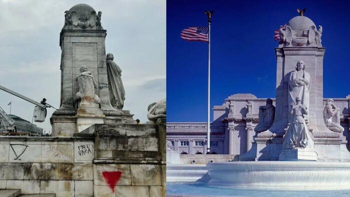 DC Great Again: Historic Columbus Circle Fountain Flows For First Time In Years