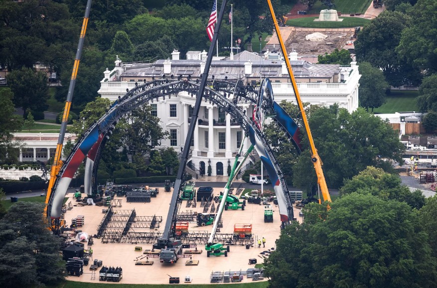 Construction Underway On UFC Octagon At White House For Flag Day Fights